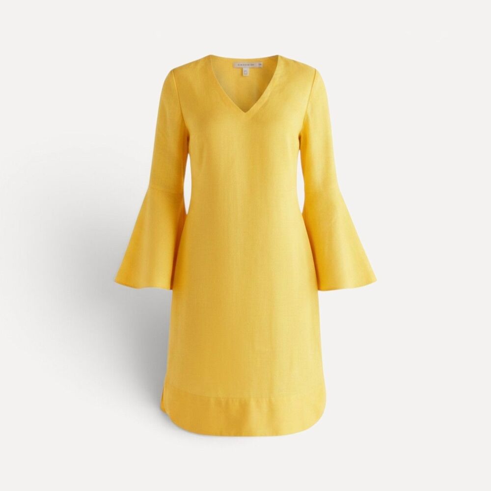 Soft Surroundings Milano Linen Tunic Dress 1X Yellow 100% Linen Plus Size